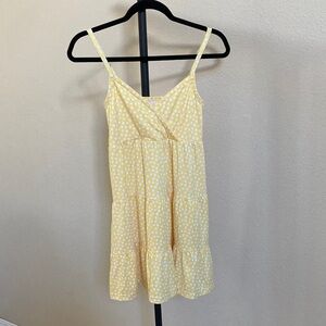 Hollister Light Yellow Dress with White Floral Pattern